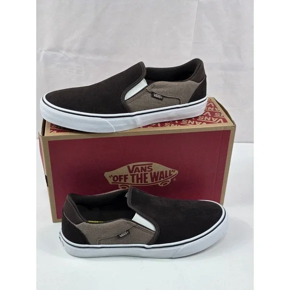 VANS Asher Deluxe Slip-on Shoes Men’s 9 Cozy Knit Coffee Skater Comfort Sneakers Vans Asher Deluxe Cozy Knit Coffee Slip On Men main image 4